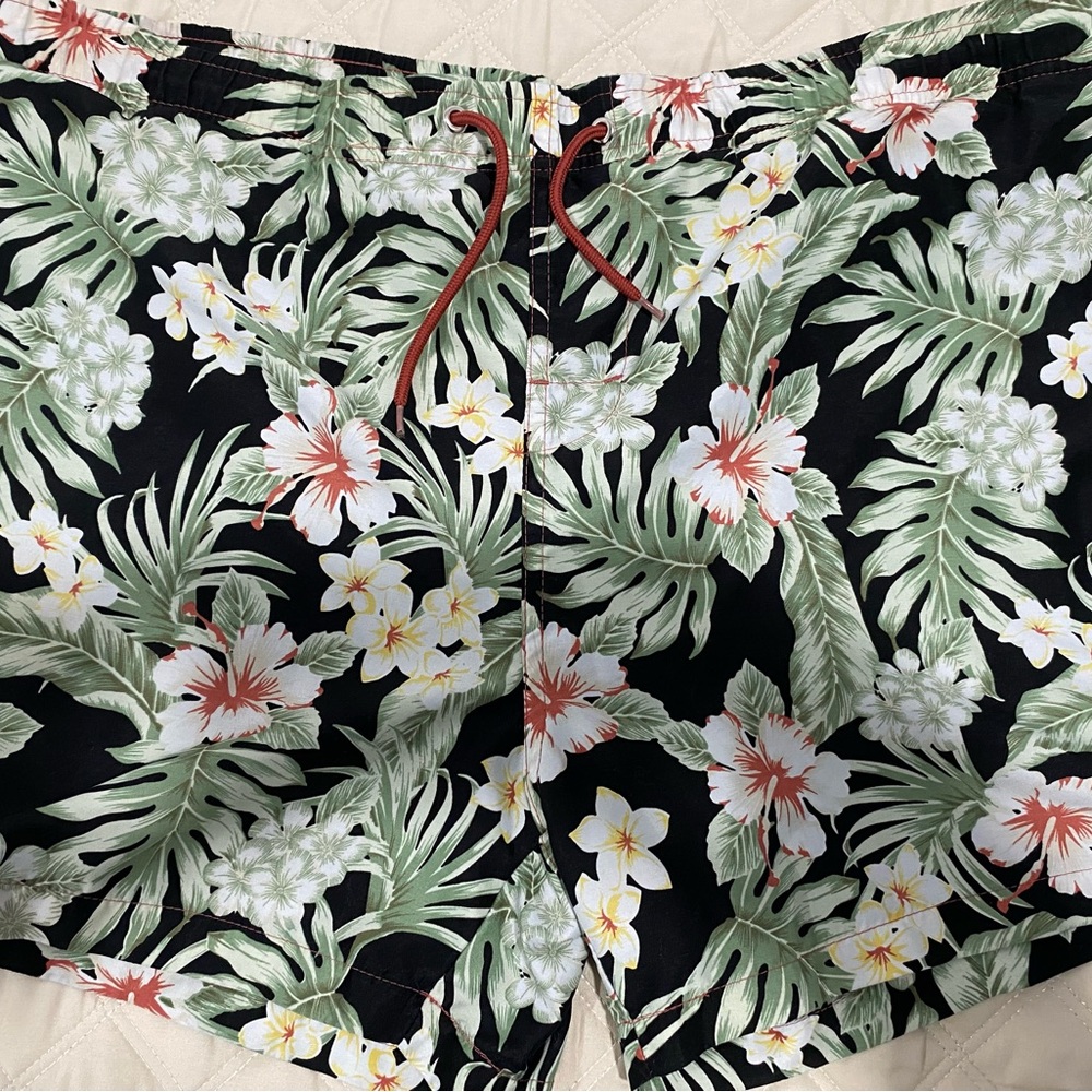 Floral Black Swim Trunks